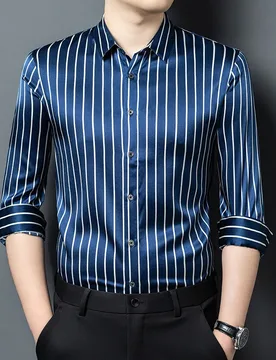 Men Spring Autumn High Quality Mulberry Silk Long Sleeve Shirt Male Dad Business Casual Silk Shirt - Aliexpress - FashionsVida