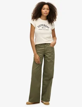 Superdry Damen Mid Rise Baggy Chino Green - Größe: 30/32 - 74.99 - FashionsVida