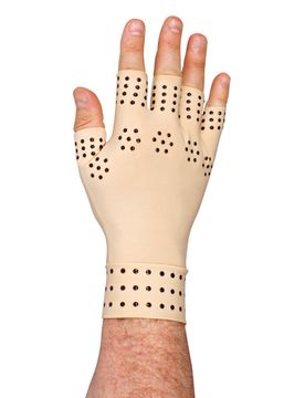 Arthritis Kompressionshandschuhe beige fingerlos magnetisch Java