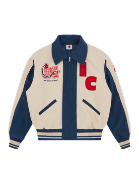 Checkout Varsity Jacket - Ecru/Blue