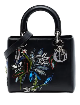 Limited Edition Medium Smooth Calfskin Embroidered Beaded Floral Lady - Dior - FashionsVida