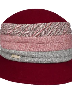 Lanvesta Patchwork Milled Wool Hat by - dark red - Unisex - Size: One Size - Seeberger - FashionsVida