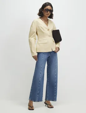 Womens Cropped Jeans Blue Cotton - Size 14 Uk - River Island - FashionsVida