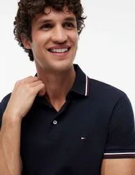 Slim Fit Cotton Rich Pique Tipped Polo Shirt Navy male