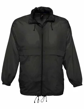Unisex Surf Windbreaker Lightweight Jacket (Black) Nylon - Size Large - SOLS - FashionsVida