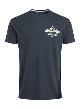 Weird Fish Mountain Valley Back Print Graphic T-Shirt Size L - men men all-mens men tshirts men tshirts graphic new-arrivals ben-curry offers all-offe - Navy - FashionsVida