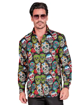 Tag der Toten Hemd für Herren Bunte Totenköpfe - male - Widmann - FashionsVida