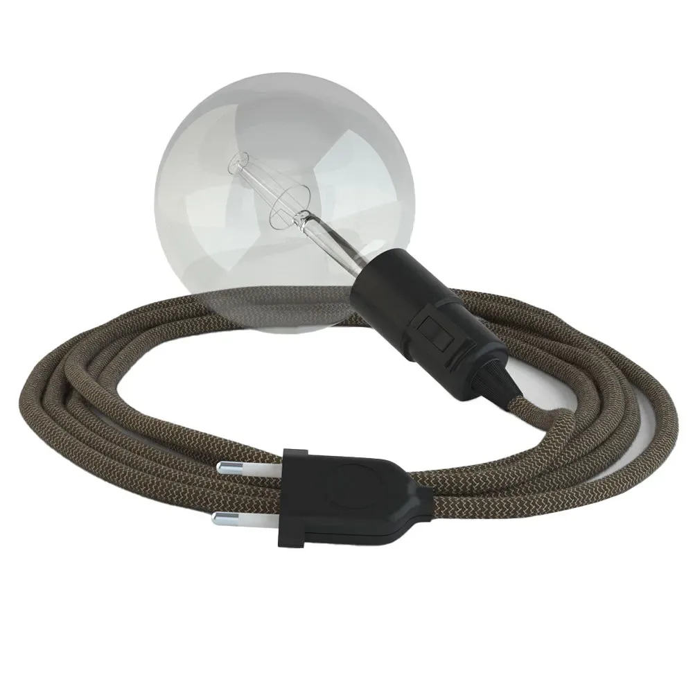 Cables Suspension Luminaire Rd73 Zigzag 5 M Tree Bark / Black One Size - Creative - FashionsVida