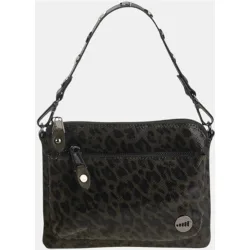 Bolso bandolera en pu blando en print animal leoprdo y cierre de cremallera