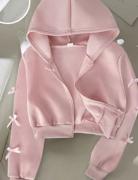 Sudadera holgada con capucha, bolsillo y cremallera delantera, de manga larga y corte cropped, para niña preadolescente, estilo casual minimalista y - Shein - FashionsVida