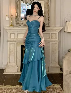 Elegant Solid Party Dress for Women Sexy Spaghetti Strap Sleeveless Evening Dresses Summer Spring Slim Waist Vestidos Long Robe - Aliexpress - FashionsVida