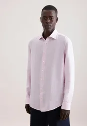 Shaped Leinenhemd Uni Rosa/Pink 45