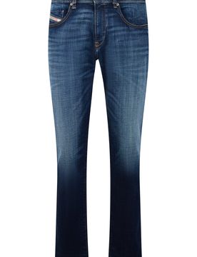 Men's Straight-Cut Slim Jeans with Slightly High Waist