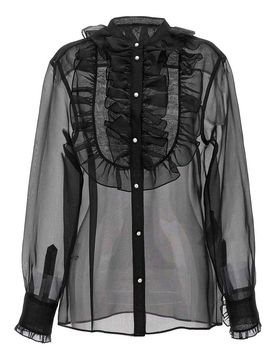 Camicia con piastrone e volant