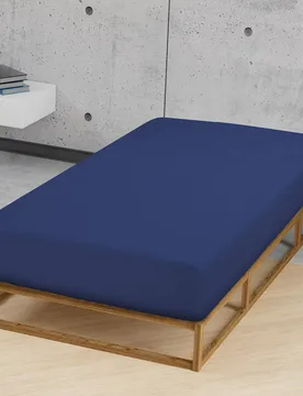 Jersey-Stretch-Spannbetttuch dunkelblau, 1x 120x200 cm - Castell - FashionsVida