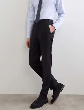 Tailored Fit Italian Silk & Linen Suit Trousers Navy male - Jaeger - FashionsVida