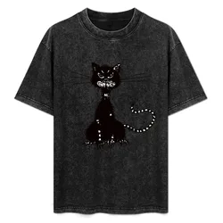 Grunge Ragged Evil Black Cat T-Shirt Trend Art Print T-Shirt