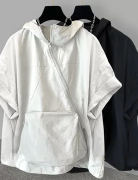 New Summer Men's Korean Style Zip Up Hooded Short Sleeve T Shirt Loose Cargo Top With Big Pockets For Daily Casual Wear - Aliexpress - FashionsVida