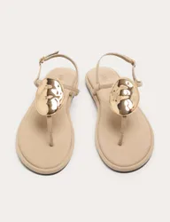 Trim Ankle Strap Flat Sandals Taupe female