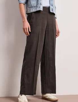 High Waist Wide Leg Hose aus Leinen female Braun