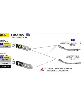 Collettori Racing per terminale Race-Tech Yamaha TMAX taglia uni - Arrow - FashionsVida
