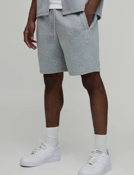 Men's Regular Fit Scuba Jersey Shorts Grey Marl Size X-Large Grey Marl XL - boohooMAN - FashionsVida