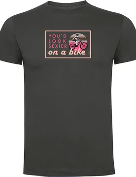 Maglietta A Maniche Corte Sexier On A Bike Dark Grey - Kruskis - FashionsVida