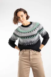Cedar Womens Metallic Fair Isle Jumper - - Size: 14