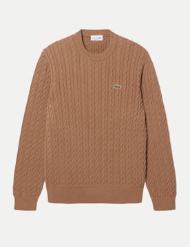 Pullover mit Zopfmuster Braun L
