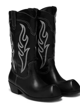 Stiefel - Cryptek Snub Nose Tall Cowboy Boots - Black Vintage - EU42 bis EU45 - für Männer - Größe EU43 - schwarz - Männer - male - koi - FashionsVida