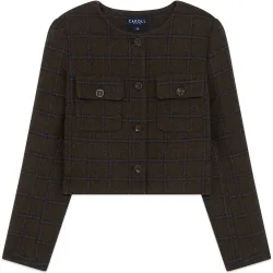 Chaqueta de mujer en tweed de lana con bolsillos italianos
