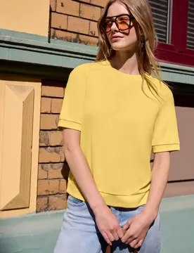 Street One Basic T-Shirt mit Kurzarm und Rundhals female Gelb