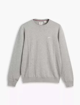 Maglia girocollo Levi's grigio mélange in misto cotone con logo ricamato - Levis - FashionsVida