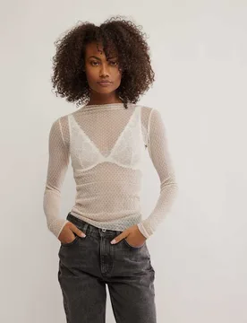 Sheer Textured Top Ivory female - Intimately FP by Free People - FashionsVida
