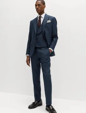 Tailored Fit Italian Wool Rich Tweed Suit Jacket Navy male - M&S - FashionsVida