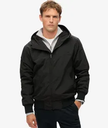 Superdry Herren Schwarz Surplus Bomberjacke mit Kapuze aus Nylon, Größe: M