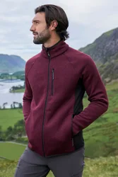 Treston Mens Full-Zip Fleece Jacket - Burgundy - Burgundy - Size: XXS