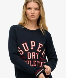 Superdry Damen Grafik-pullover mit Lockerer Passform Marineblau - Größe: 42