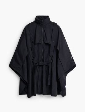 Poncho en nylon avec poche, Polyamide, Noir, U