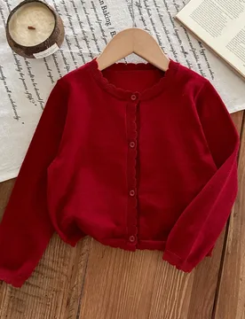 Chaquetas de punto de cuello redondo ajustadas para niñas, otoño/invierno - Shein - FashionsVida