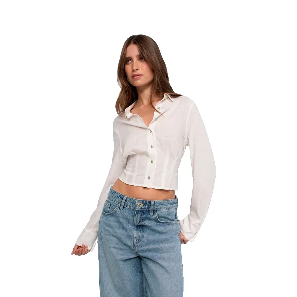 Camicia A Maniche Lunghe 21012186 White L - Salsa Jeans - FashionsVida