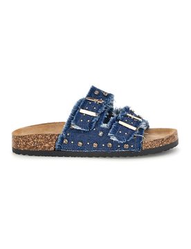 Ciabatte Jeans con borchie e brillantini 12502 38