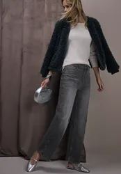 Wide Leg Jeans female Grau