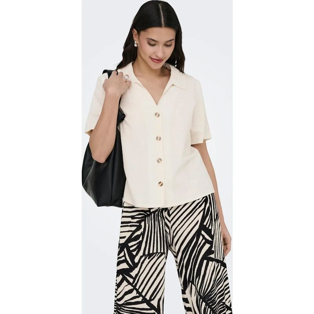 Camisa de mujer de lino manga corta - JDY - FashionsVida