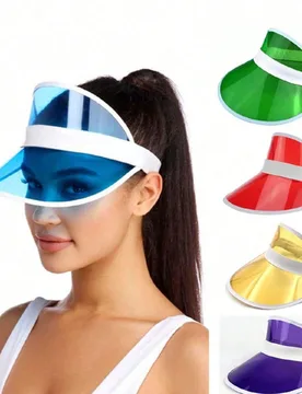 Pieza Sombrero de sol transparente de PVC con banda elástica, sombrero de cubeta de protección UV, gorra visera al aire libre para mujeres - Shein - FashionsVida