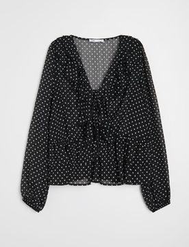 Blusa a pois con volant - multicolor