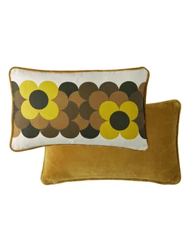 Pure Cotton Retro Flower Stripe Cushion Yellow Mix - Orla Kiely - FashionsVida