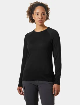 Women's Durawool Crew Long Sleeve Black XS - Black - Female - Helly Hansen - FashionsVida