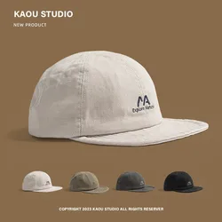 Retro soft-brimmed baseball cap for men and women versatile washed flat-brimmed embroidered cap soft top outdoor shade