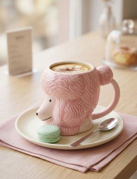 Tazza a forma di barboncino - rosa pastello